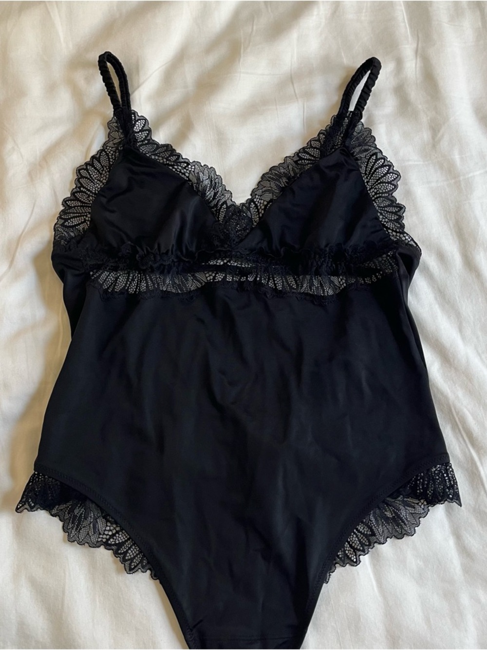 Abercrombie & Fitch Black Lace-Trim Bodysuit